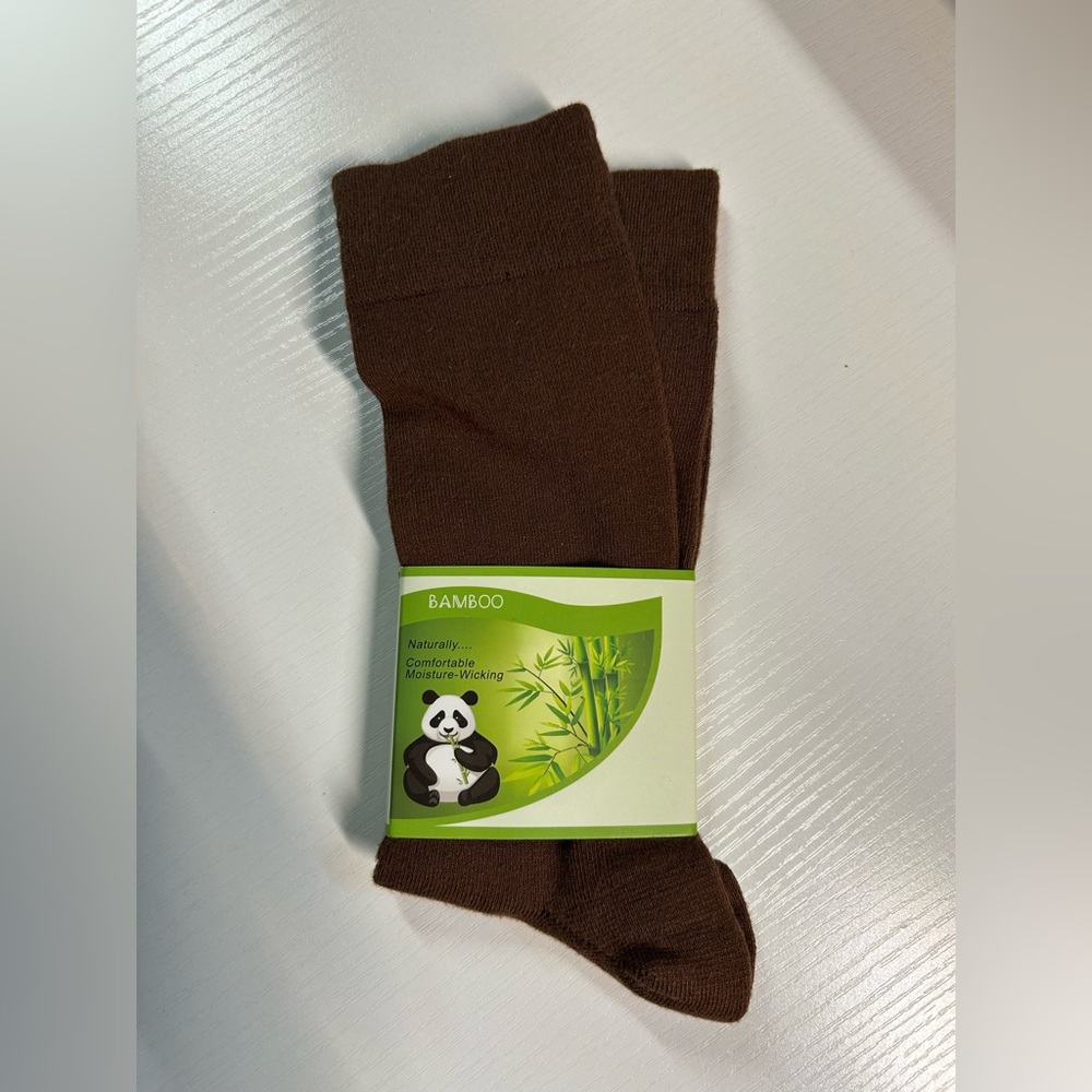 BAMBOO Brown Casual Crew Socks